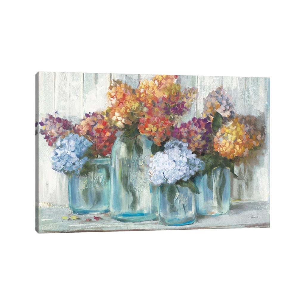 iCanvas "Fall Hydrangeas In Glass Jar Crop" by Carol Rowan Canvas Print