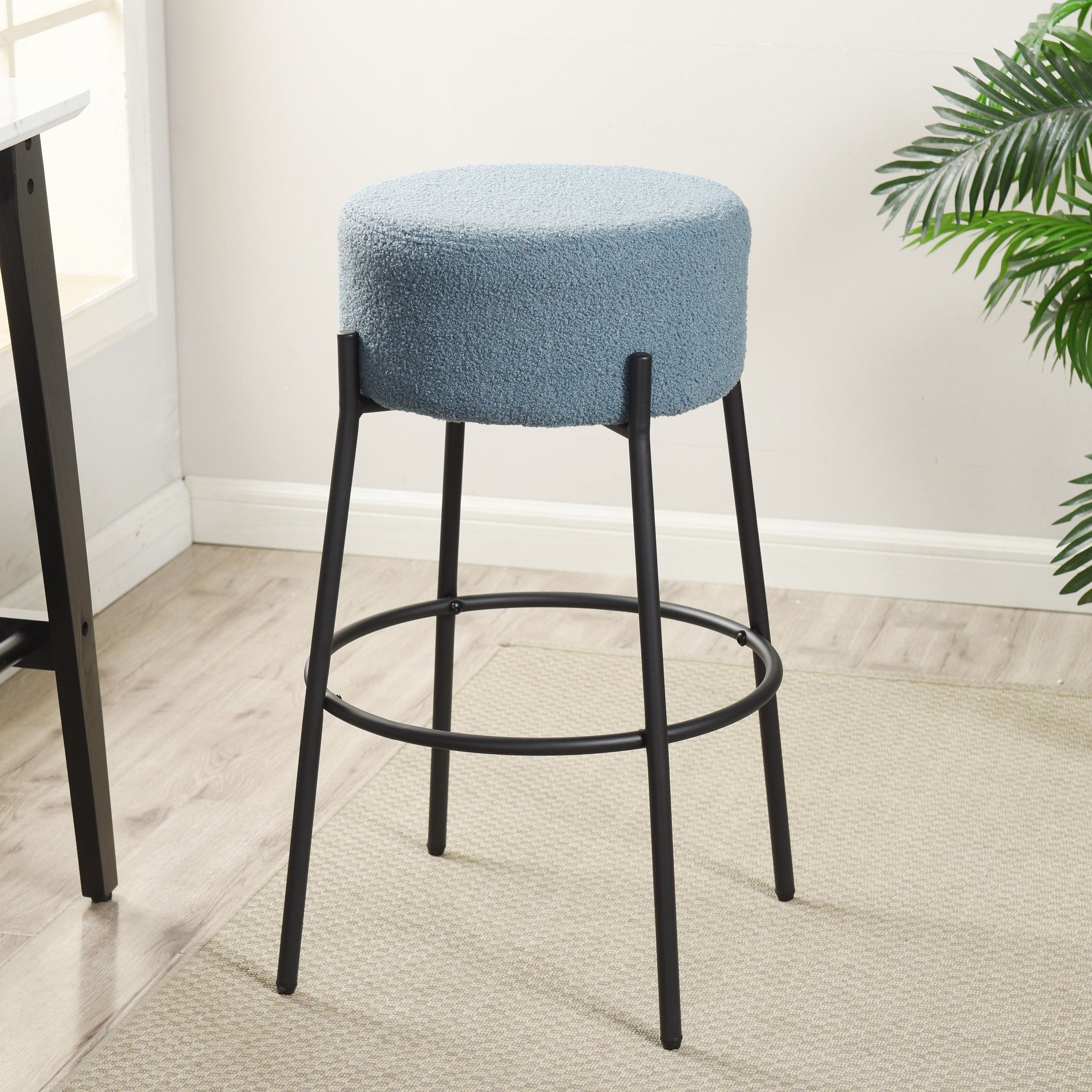 StyleCraft Soloist Bar Stool - Boucle Upholstered Cushion