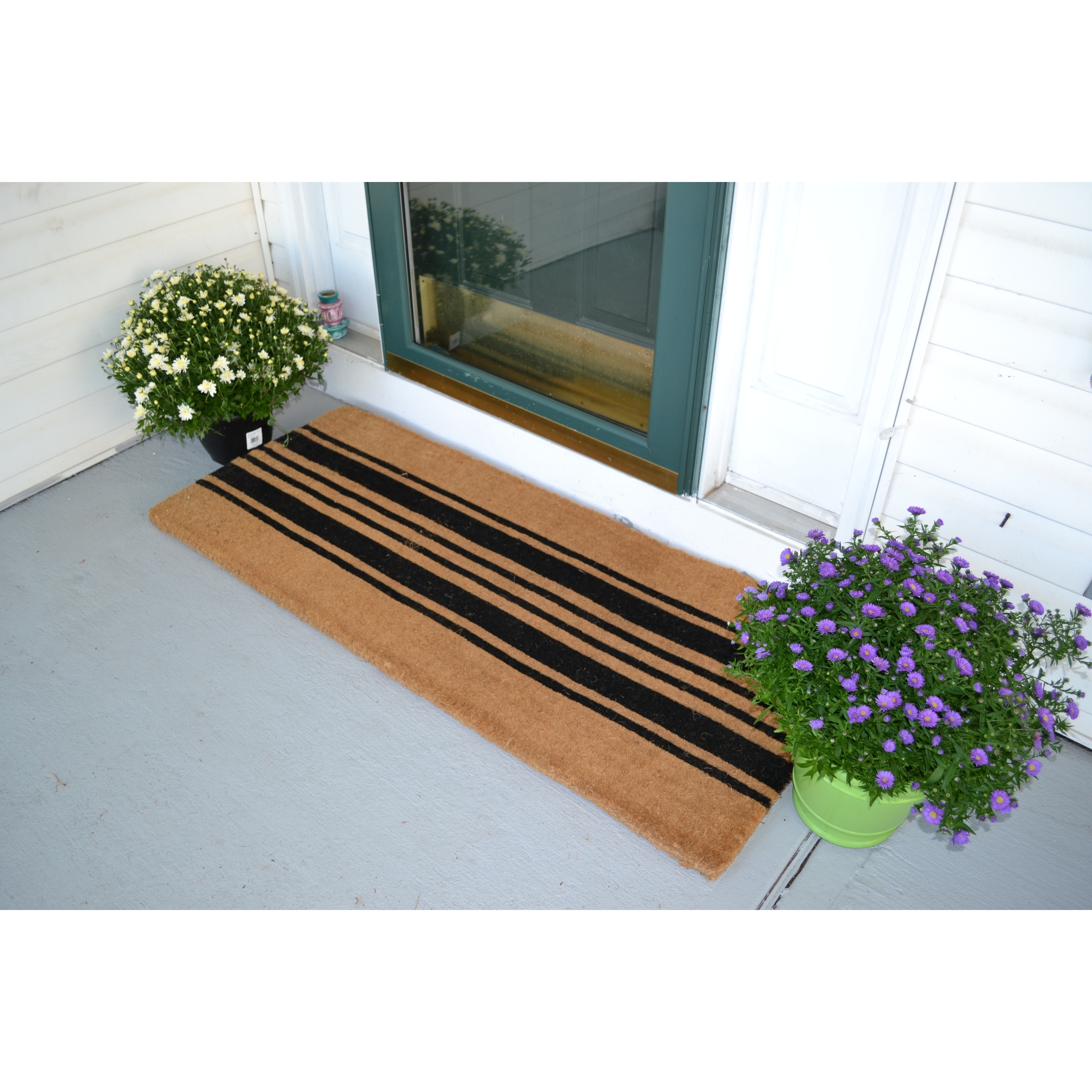 Black & Natural Stripe Outdoor Door Mat - 60 x 24