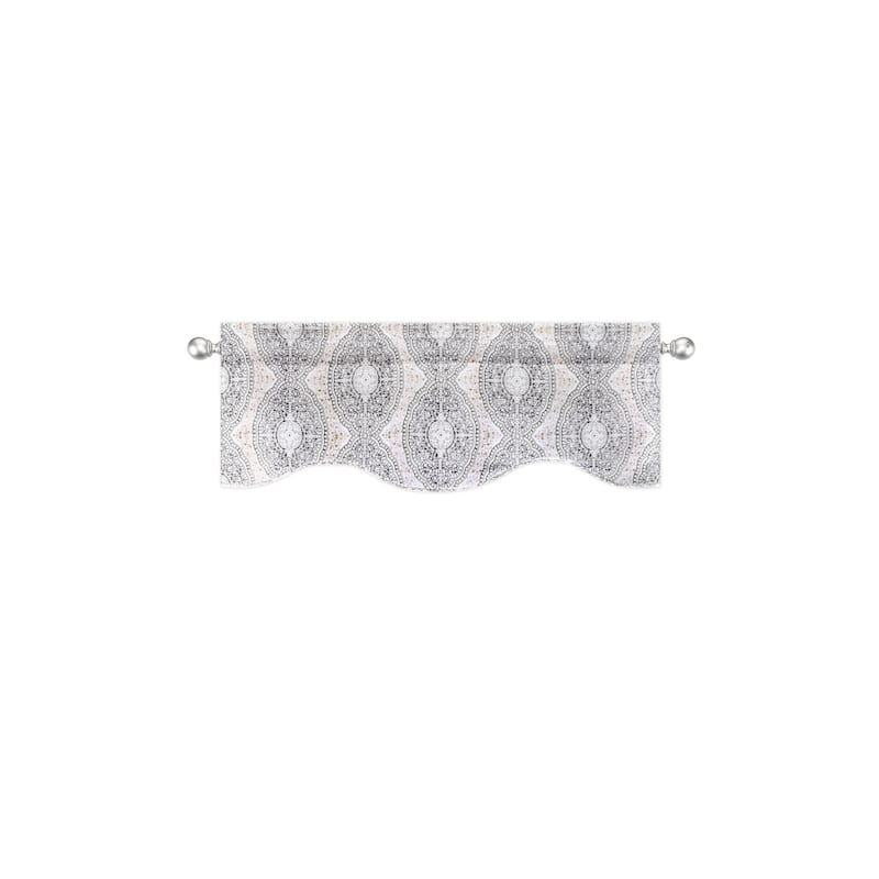 DriftAway Adrianne Scalloped Edge with Selfcord Window Curtain Swag Valance - 52 x 16 - Beige