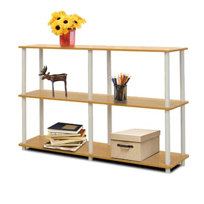 3 Tiers Wood Household Shelving Unit in Beech/White (47.2 in. W x 29.5 in. H x 11.6 in. D) - 47.2