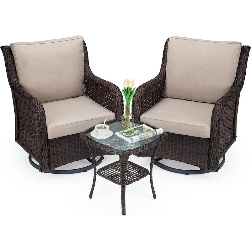Outdoor Rotatable Seating Group with Cushions Patio Wicker Sections
