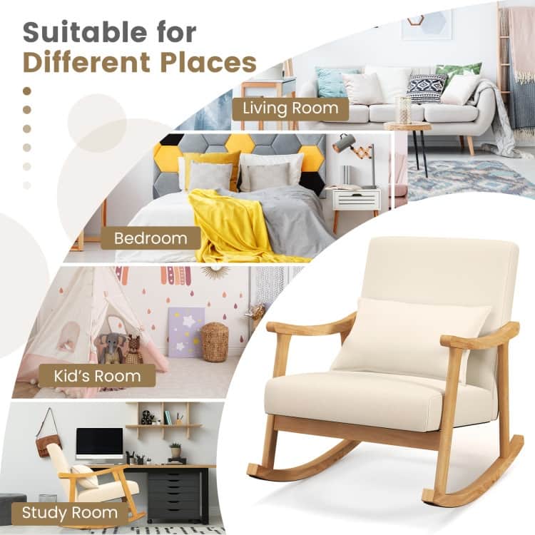 Soft Upholstered Rocking Chair for Living Room and Bedroom - 31" x 26" x 32.5"