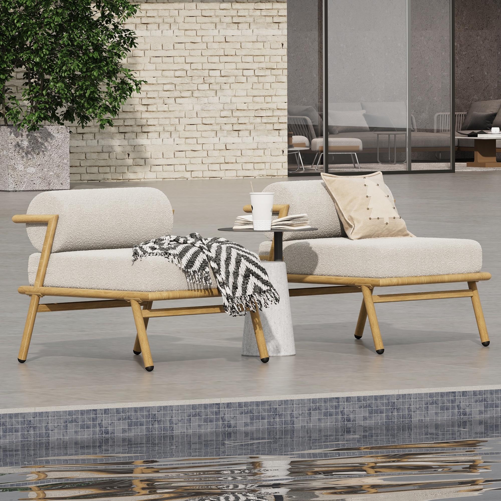 Outdoor Patio Iron Club Chair,Set of 2