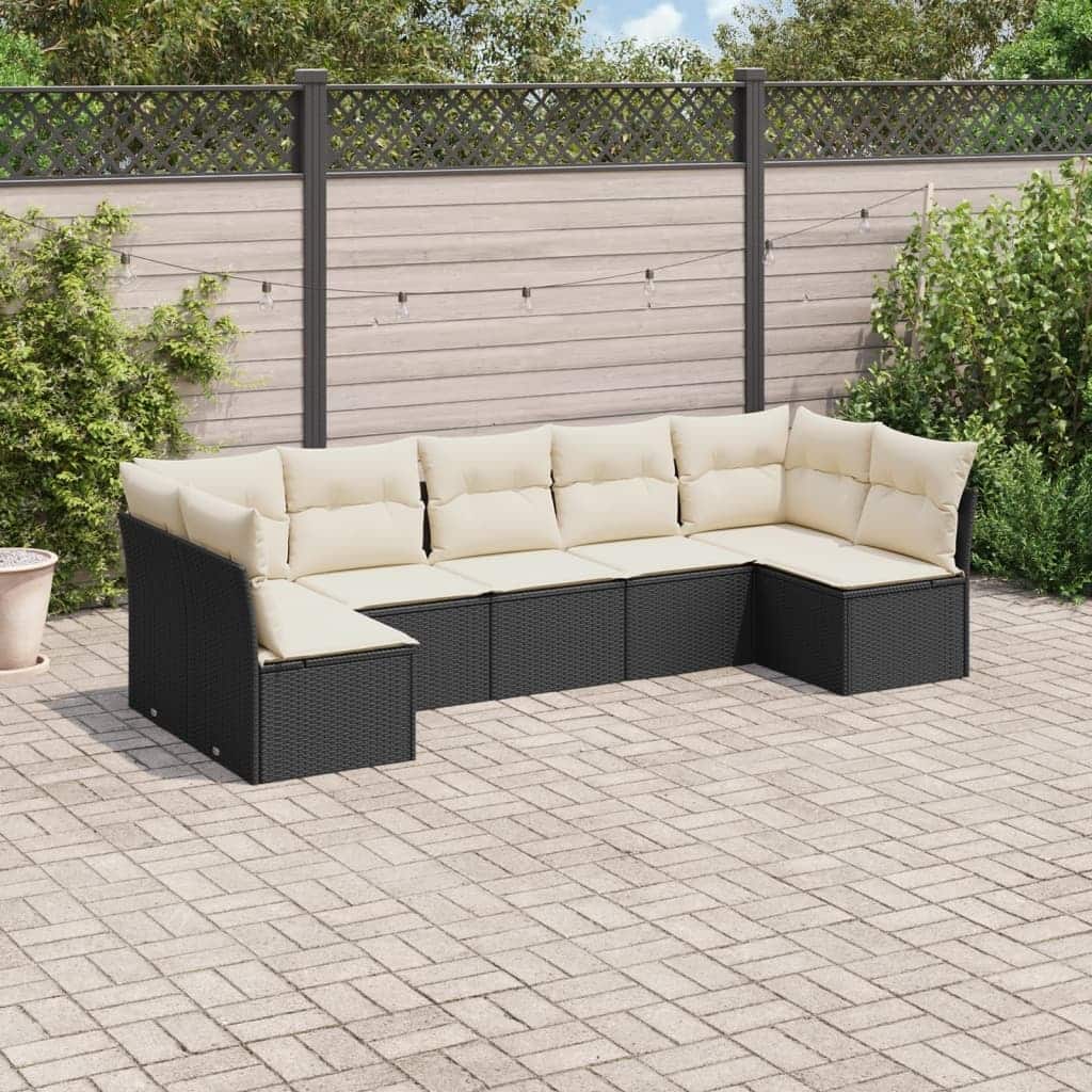 vidaXL Garden Sofa Set Black and Cream White - 24.4 x 24.4 x 27.2