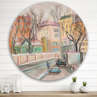 Designart 'Lanes In Moscow City' Traditional Metal Circle Wall Art
