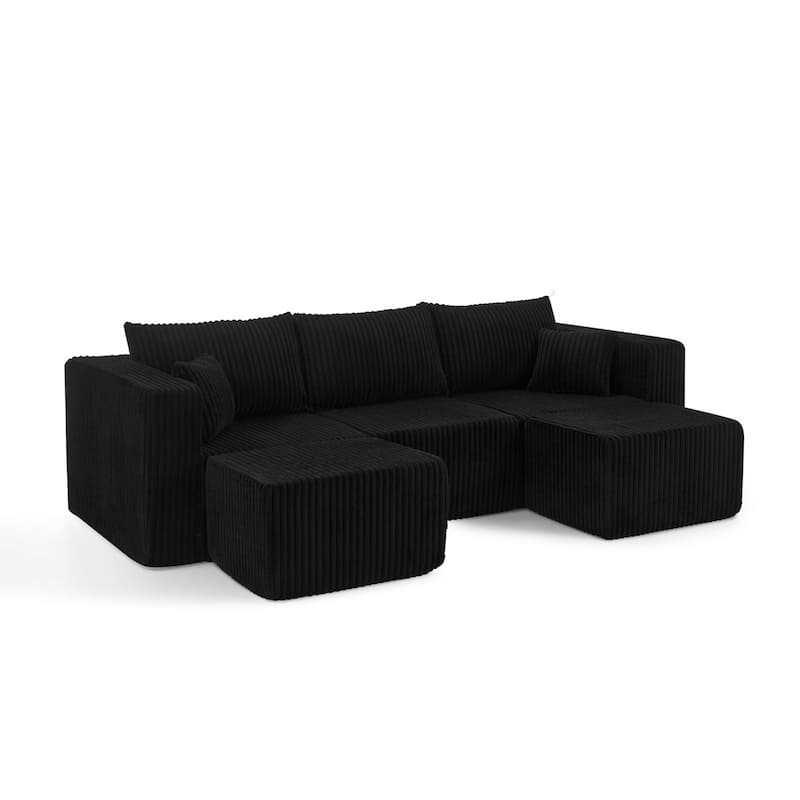 94.1" U-Shaped Sectional Sofa with Two Movable Ottomans