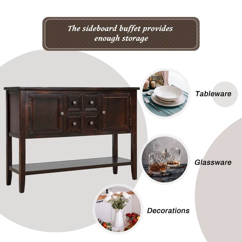 Buffet Table, Sideboard Table with Bottom Shelf, Console Table Dining Room Server, Buffet Cabinet Entry Sofa Table