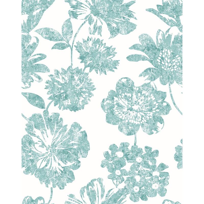 A-Street Prints Folia Aqua Floral Wallpaper