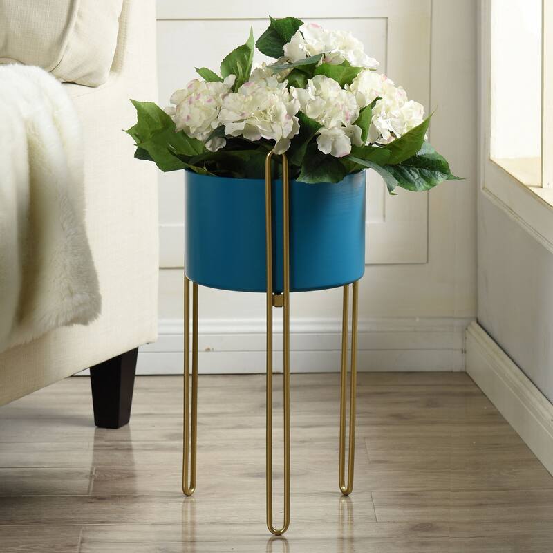 StyleCraft Metal Planter - Silver & Gold Finish