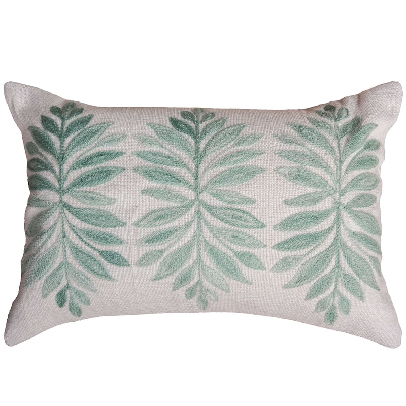 Rizzy Collection Botanical Modern Lumbar Throw Pillow - Polyester - Green