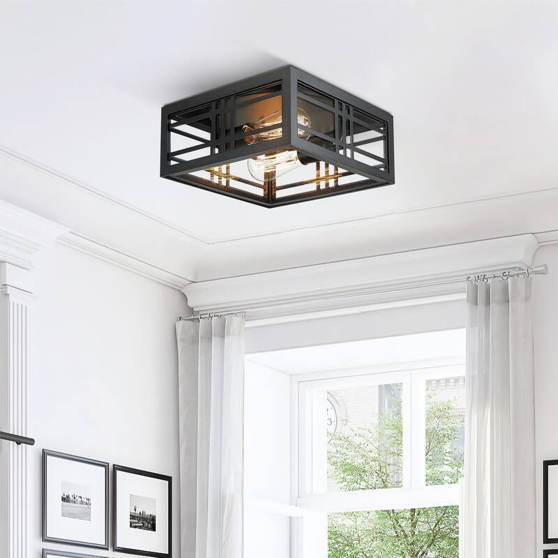 11 Inch 2-Light Square Flush Mount Ceiling Light