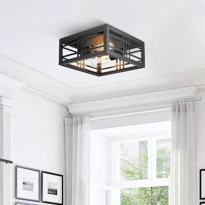11 Inch 2-Light Square Flush Mount Ceiling Light