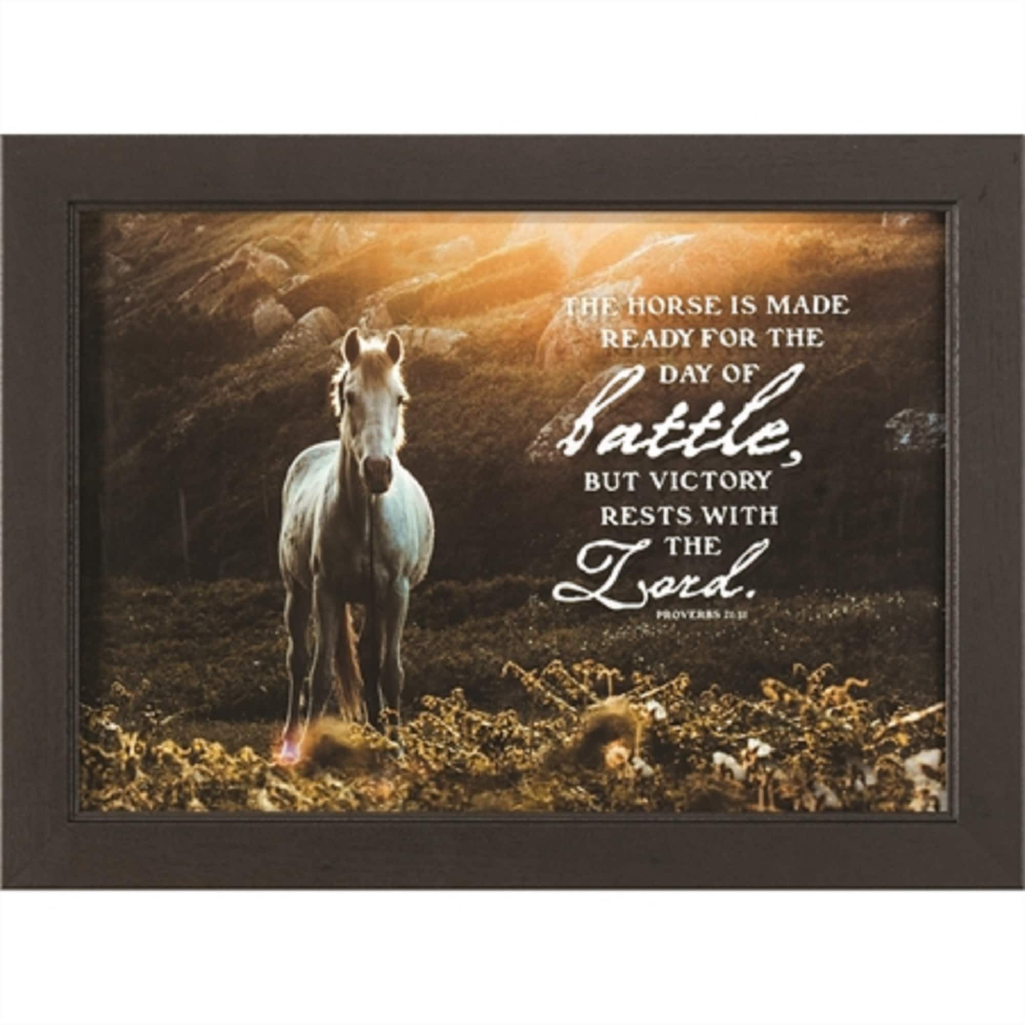 Shop Black And White Horse And Bible Verse Printed Framed Glass