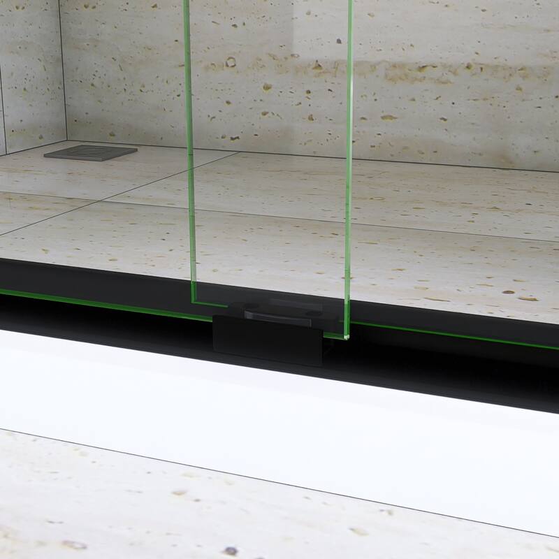 Double Sliding Framed Shower Door in Matte Black Finish