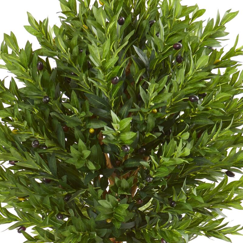 Artificial Olive Topiary Tree - 5.5Ft Indoor Outdoor UV Proof - Elegant Home Decor Accent - Green - 61 Inches and Over