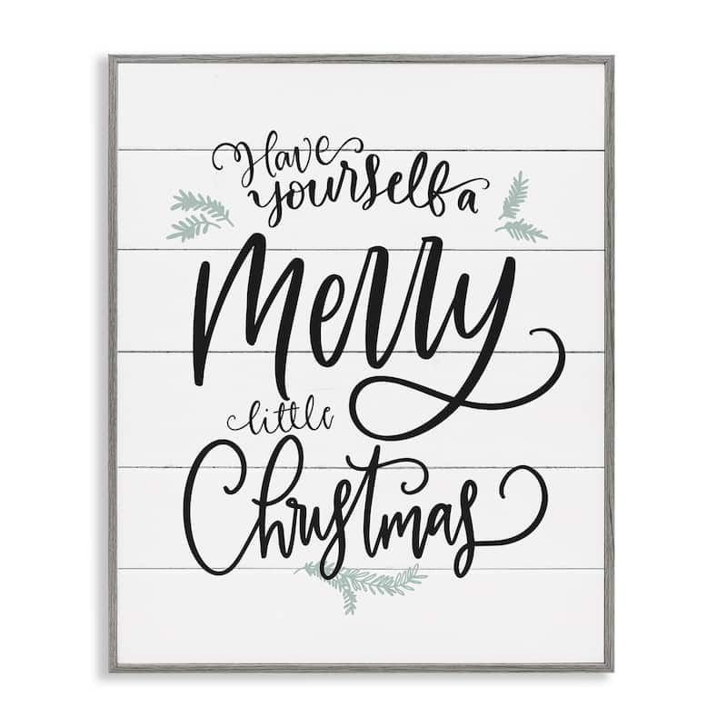 Stupell A Merry Little Christmas Black White and Blue Framed Art, Proudly Made in USA