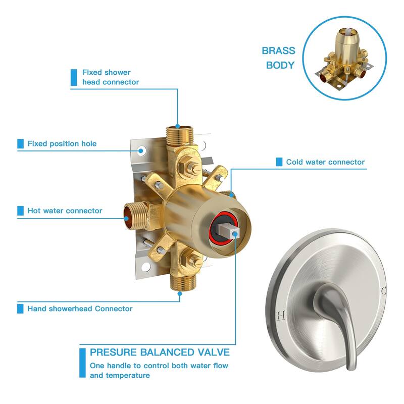 Topcraft 10-Inch Wall Mounted Round Shower System with Rough-in Valve - 10*10