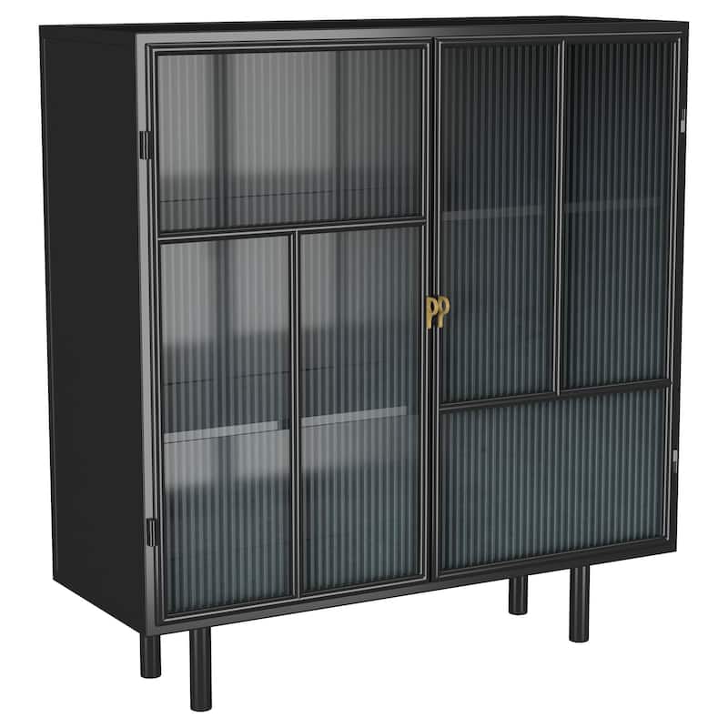 Dalia 2-door Accent Storage Cabinet with Shelving Black - Black