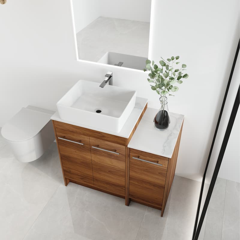 Malwee 24"/36"/48"/60" FreeStanding Bathroom Vanity, Floor Stand Bathroom Vanity with Ceramic Sink,Soft Close Door and Shelf