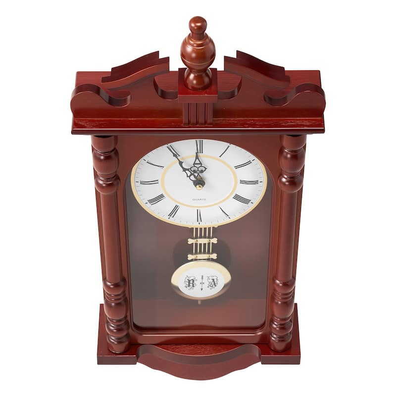 Vintage Grandfather Pendulum Wall Clock 23.2in with Quartz Movement - 23.62 x 10.24 x 3.74 in