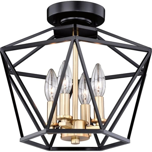 slide 2 of 9, Vaxcel Lighting Turin 4 Light 14-1/2" Wide Semi-Flush Ceiling Fixture Noble Bronze with Natural Brass