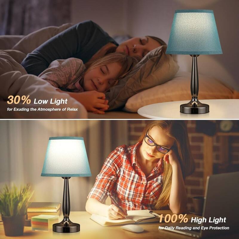 Touch Table Lamp for Bedroom, Small Bedside Lamp