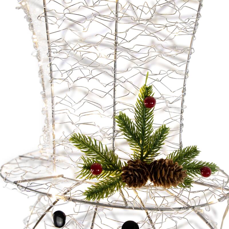 48" LED Silver Mesh Snowman Outdoor Twinkling Christmas Decoration