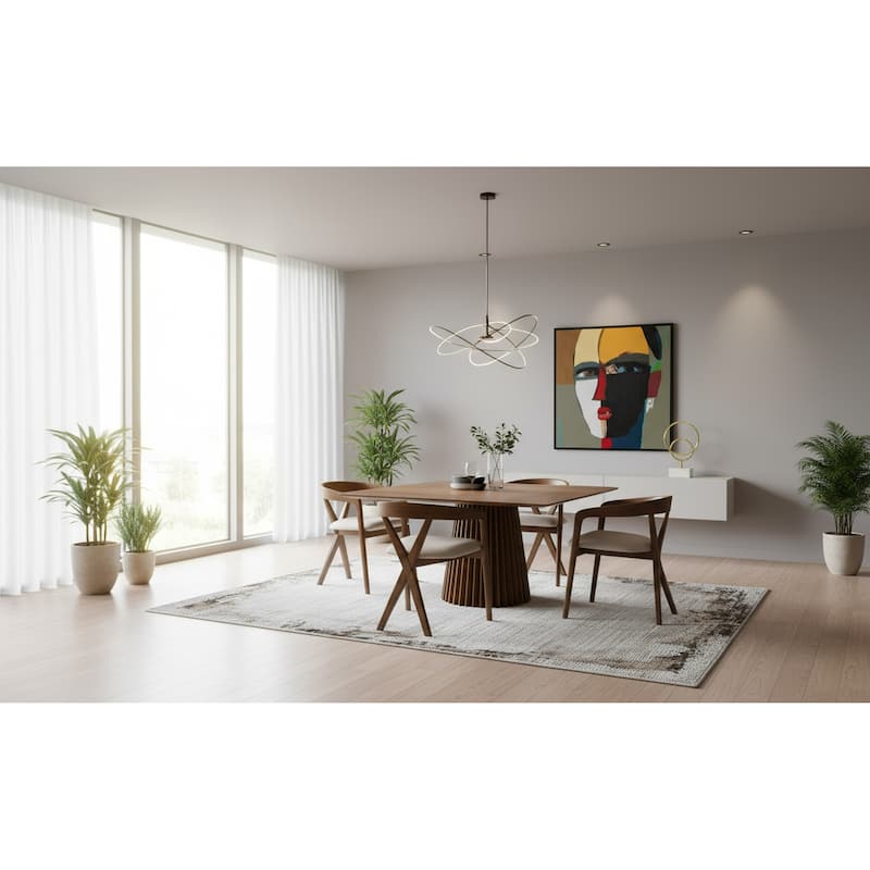 Modrest Platte Mid-Century Modern Walnut Square Dining Table