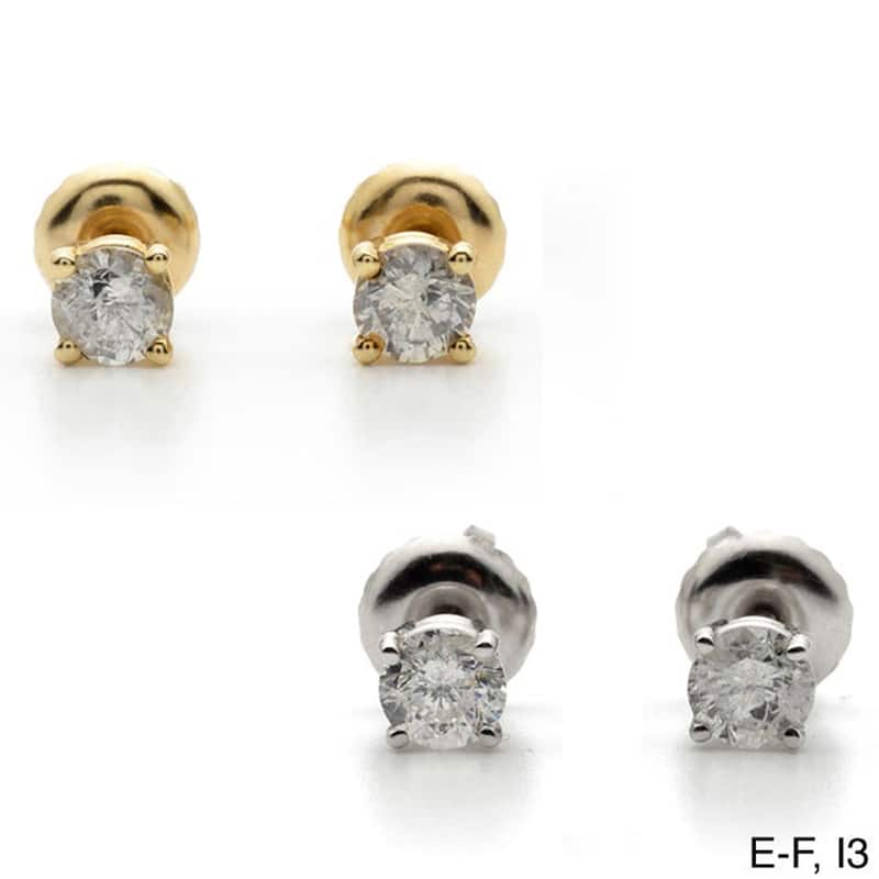 Auriya 18k Gold 1 1/2ctw Round Diamond Stud Earrings Clarity-enhanced (E-F, G-H, H-I or J-K, VS1-VS2, SI1-SI2, I1-I2 or I2-I3) - E-F, I3 - White