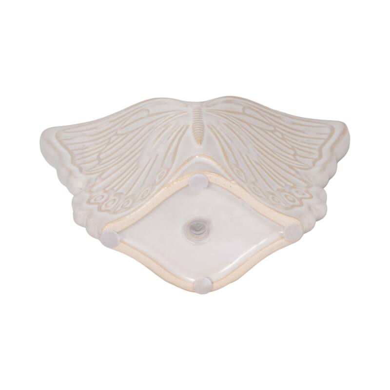 Butterfly Ceramic Planter or Flower Pot - 7", Ivory