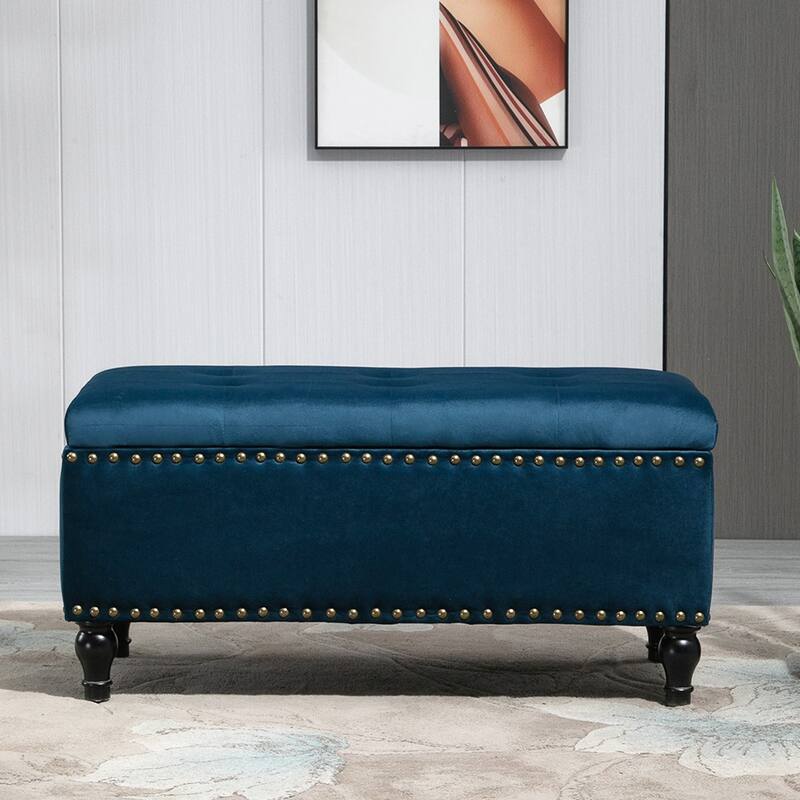 Maypex 38 Inch Soft Velvet Upholstery Storage Bench with Flip Top - 38"