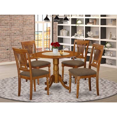 Baroque Dining Set - Table & 4 Chairs - Hardwood Kitchen Dinette Set - Saddle Brown Finish