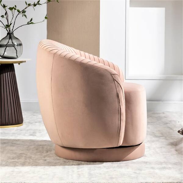 Modern Barrel Swivel Chair with Plush Velvet Upholstery and Smooth 360° Rotation Round Accent One-Seater Sofa
