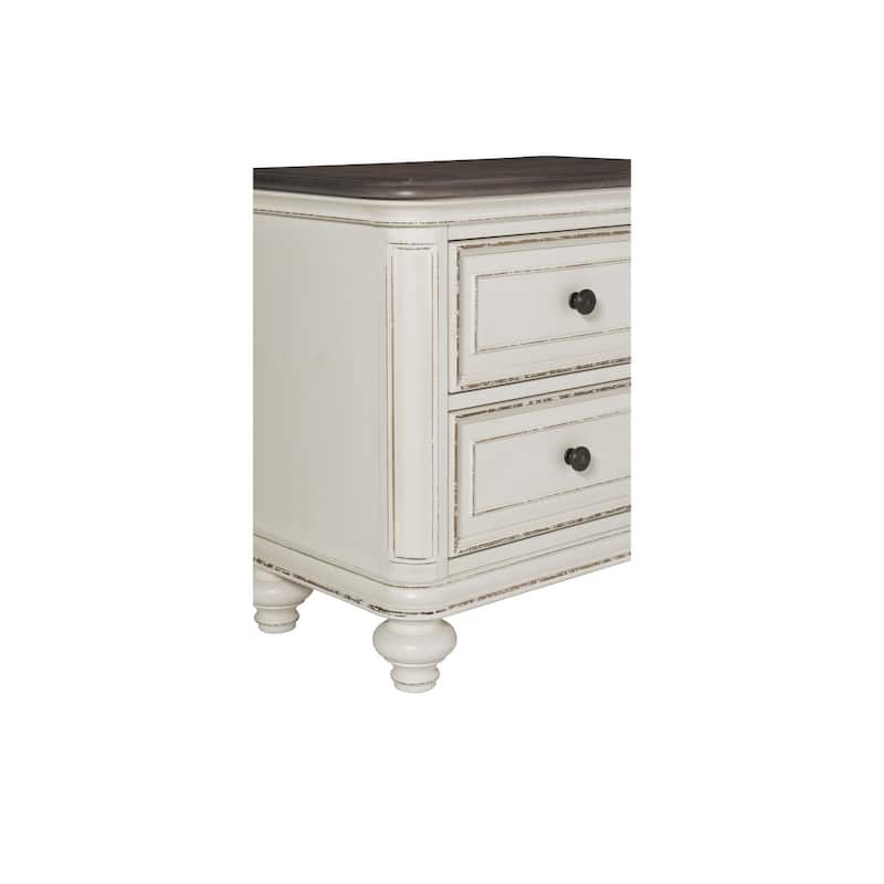 Milena 4 Piece White Gray Traditional Fabric Upholstered Tufted Panel Bedroom Set