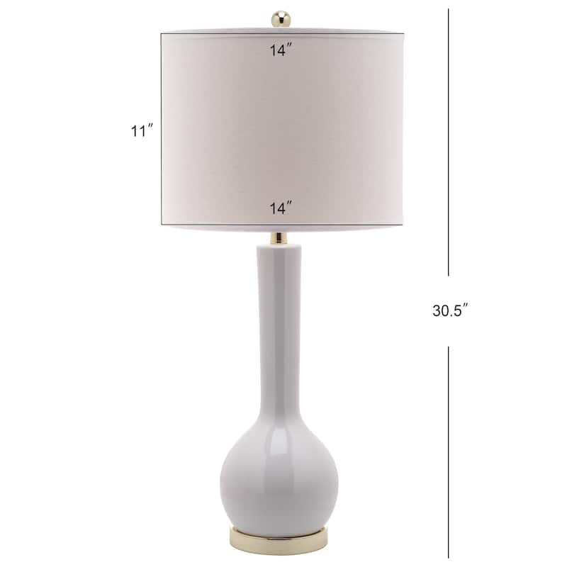 SAFAVIEH Lighting Brigid 31-inch Long Neck Ceramic White Table Lamp (Set of 2) - 14"x14"x30.5" - 14Wx14Dx31H