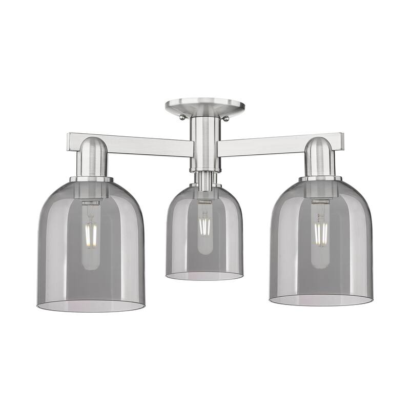 Innovations Lighting Endless Possibilities Arcadia - Bella - 3 Light 23" Semi-Flush Mount - Brushed Satin Nickel/Light Smoke
