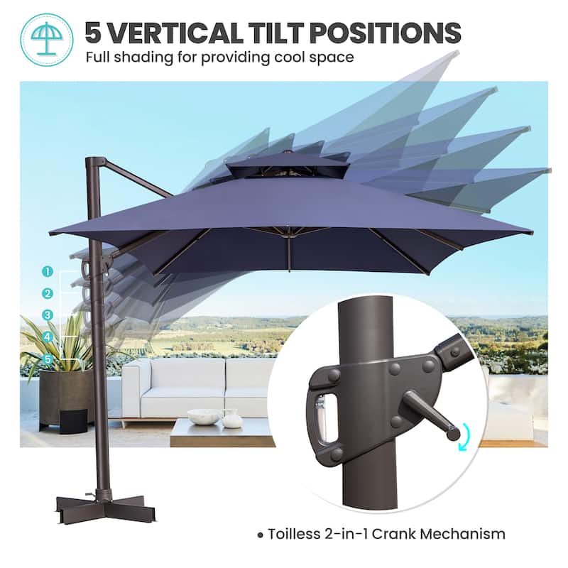 Crestlive Products 10 x 13ft Outdoor Patio Cantilever Umbrella with Base
