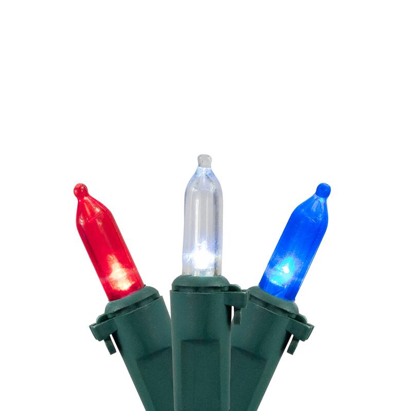 LED Mini Christmas String Lights - Red White and Blue - 15.5' Green Wire - 50ct