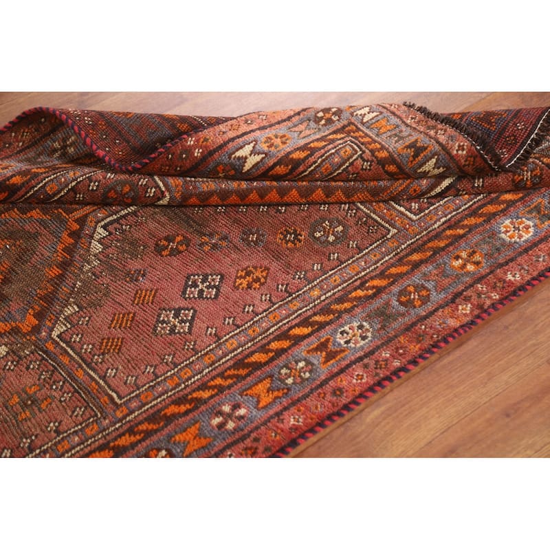 Pre-1900 Antique Qashqai Persian Rug Handmade Wool Carpet - 3'1"x 6'0"