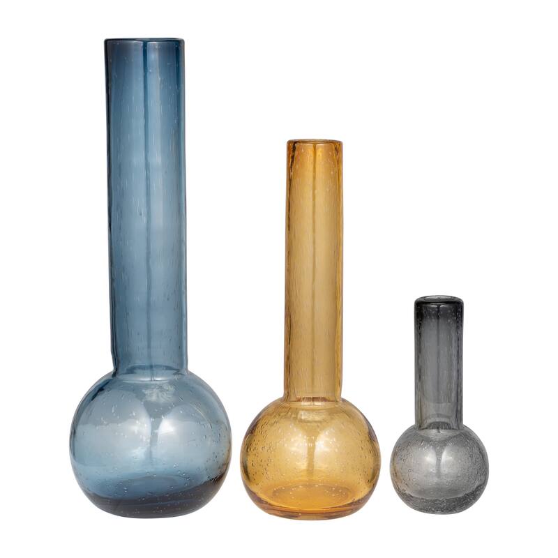 19" Glass Vase Contemporary Blue Vase For Floral Arrangements Beautiful Decorative Table Accent for Home or Office
