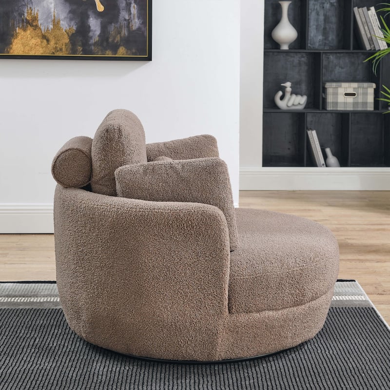 Modern Accent Round Loveseat Circle Swivel Barrel Chairs for Bedroom Cuddle Sofa Chair Lounger Armchair, 4 Pillows