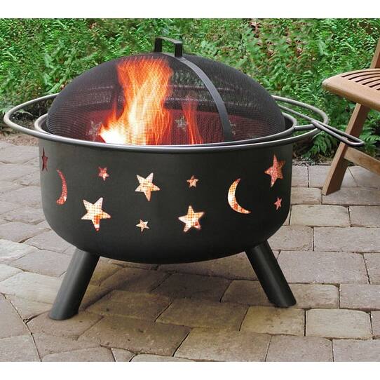 Landmann 28345 Big Sky Stars and Moons Firepit, Black - Overstock - 11594206