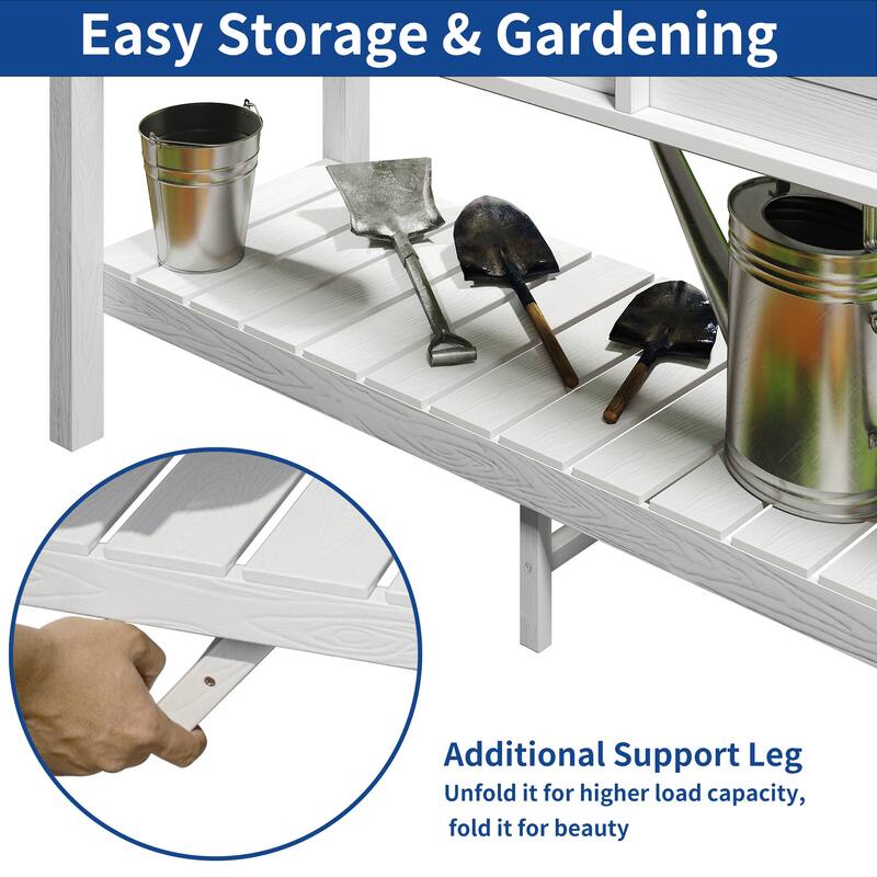 Moasis Poly Wood Raised Garden Bed Planter Box Stand Weather Resistant with Legs and Storage Shelf