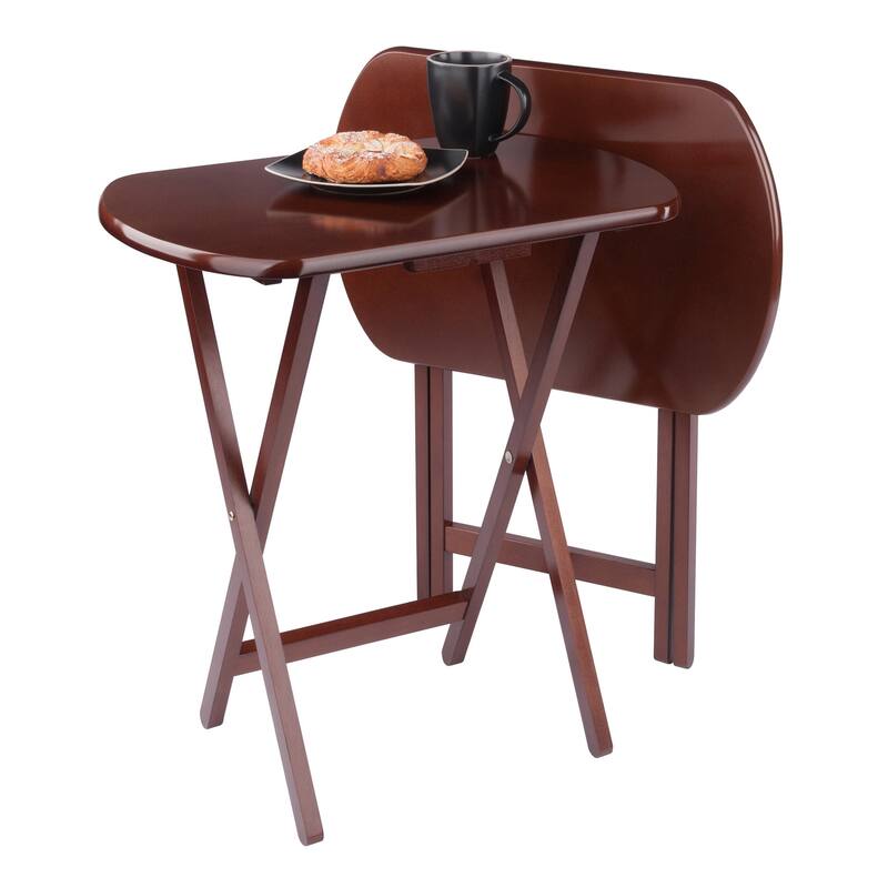 2pc Oversized Rectangular Snack Tables - 25.5" - Walnut Brown