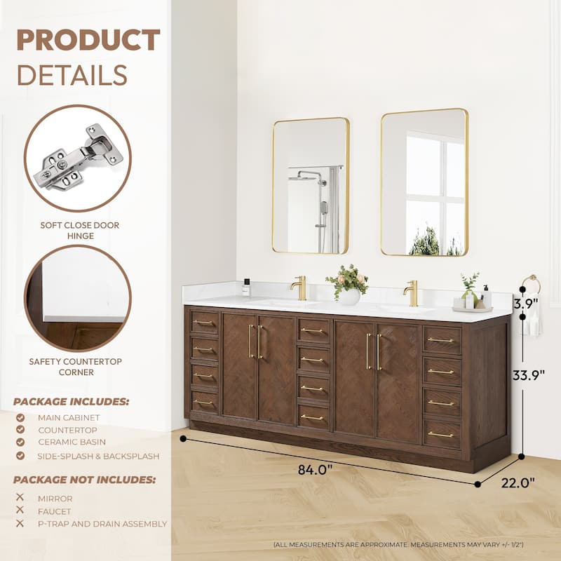 Jakarta Bath Vanity with Quartz Stone Top without Mirror