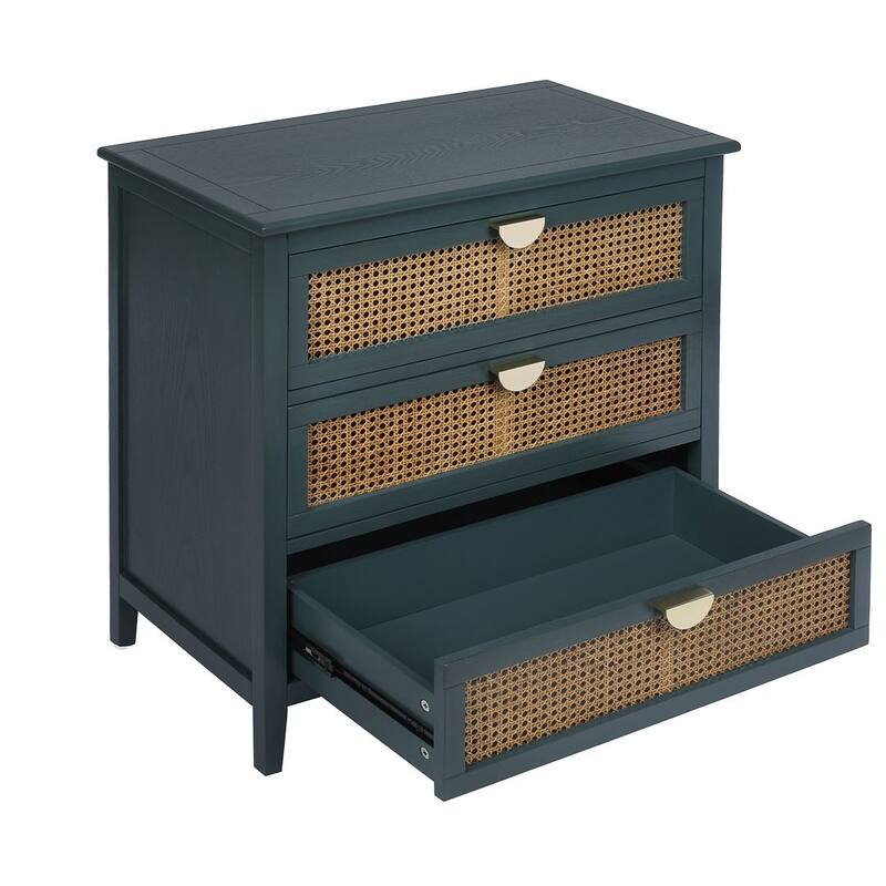 3 Drawers Rattan Storage Cabinet for Bedroom Living Room