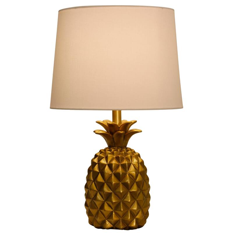 StyleCraft Gold Pineapple Table Lamp - White Hardback Fabric Shade