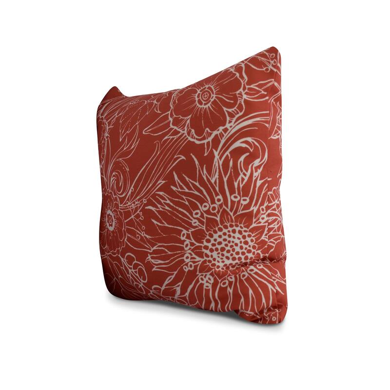 20 x 20 Inch Zentangle 4 Floral Print Outdoor Pillow