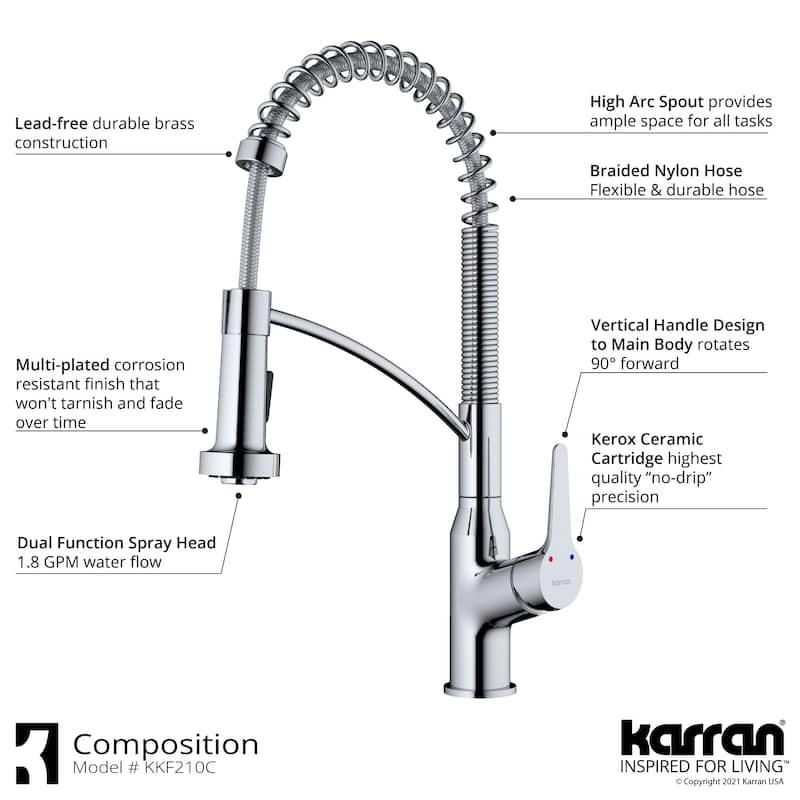 Karran Scottsdale Single-Handle Pull-Down Sprayer Kitchen Faucet with Matching Soap Dispenser